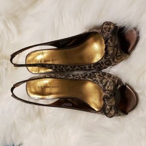 NEW Anne Klein Leopard Print Peep Toe Wedge